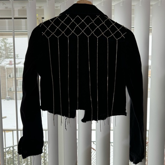 DENIM BLVD LOS ANGELES black denim jacket with Jewel design. Size S 100% cotton - Picture 6 of 8
